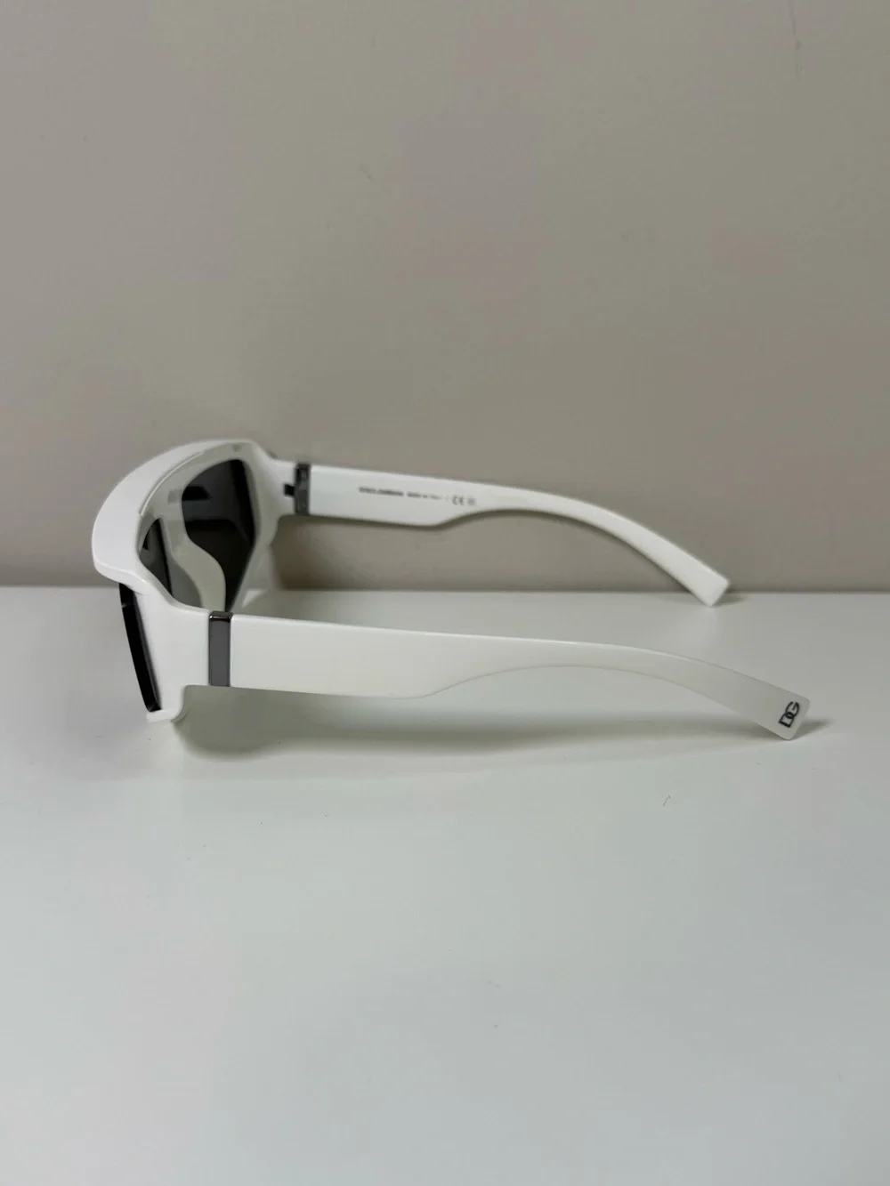 Dolce & Gabbana White Shield Sunglasses DG6177 Black Lens Wrap Style w/ Case